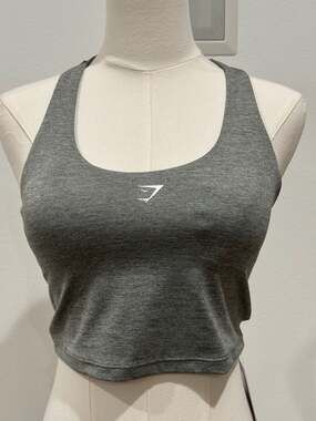 Gymshark Marl Racer Shelf Crop Tank in Green